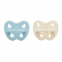 2 tétines orthodontiques en caoutchouc - Canardset étoiles - 0-3 mois - Baby blue et Milky white