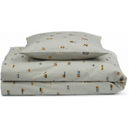 Housse de couette lit bébé Ingeborg - Vehicles & dove blue mix