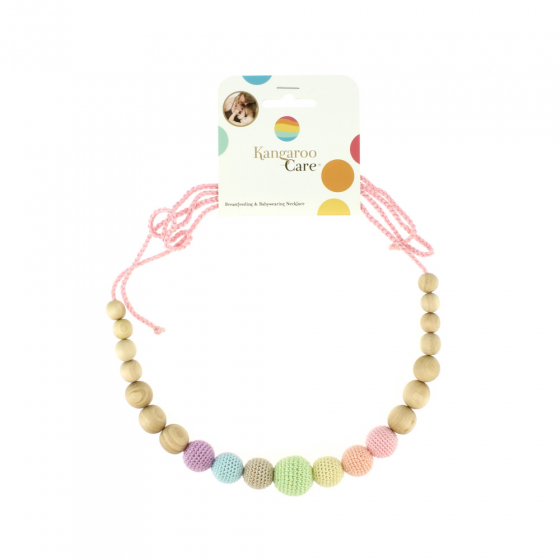 Collier d'allaitement et de portage - Rose arc en ciel et bois de genévrier Collier d'allaitement et de portage - Rose arc en ciel et bois de genévrier