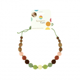 Collier d'allaitement et de portage - Vert arc en ciel et bois de chêne