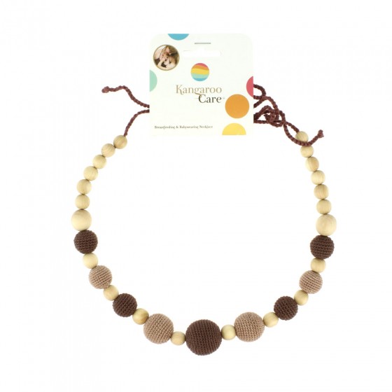 Collier d'allaitement et de portage - Boules Chocolat, praliné et bois de genévrier