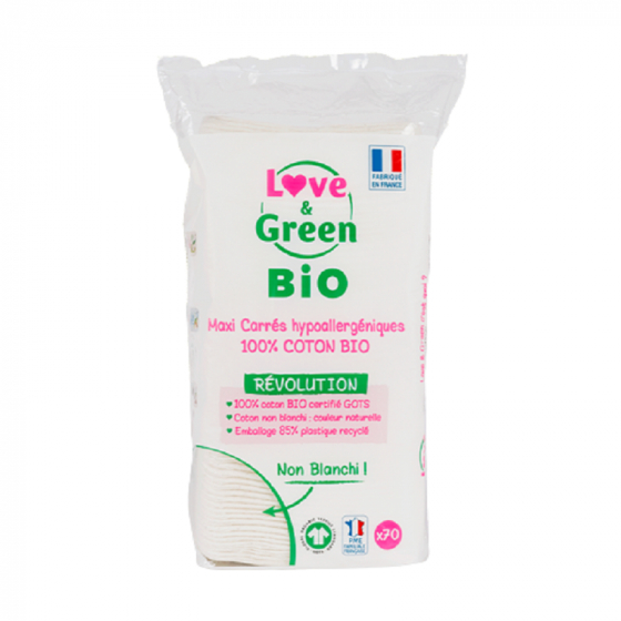 Maxi carrés de coton BIO non blanchis Révolution - 70 pièces