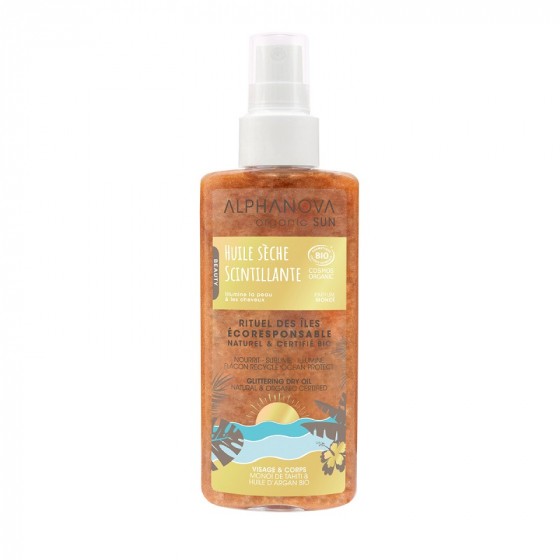 Huile sèche scintillante au monoï et argan BIO - 125 ml Huile sèche scintillante au monoï et argan BIO - 125 ml