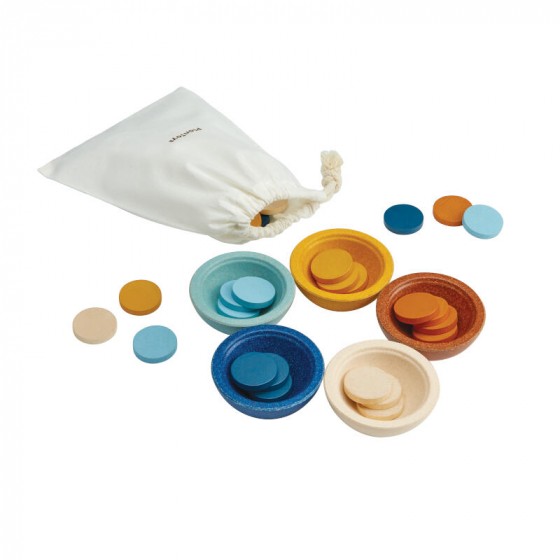 Plan Toys - Tasses à trier et compter - Orchard