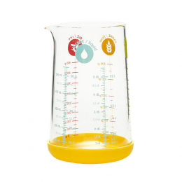 Verre doseur avec base en silicone jaune 500 ml - Pebbly